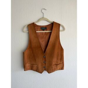 Vintage Bushwhacker USA Brown leather Vest western boho hippy cowboy rodeo retro